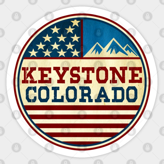 Keystone Colorado Skiing Mountains Ski Red White And Blue Sticker by TravelTime